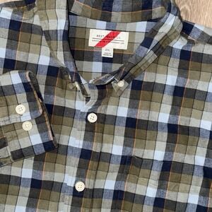 Best Made Co Flannel‎ Men's 2XL Blue Green Check Long Sleeve Button Down Cotton